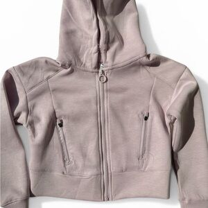 Girls' Dusty Pink Hooded Zip scuba Jacket 7/8